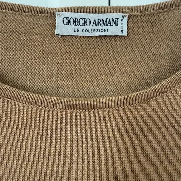 Vintage Giorgio Armani 100% Lana Wool Tan Sweater - Picture 2 of 5